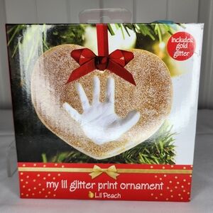 Gold Glitter Heart Handprint Ornament